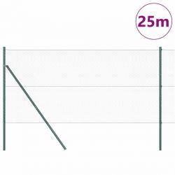 Kit de Clôture 2 pièces Vert Acier recouvert de PVC 25 x 1,2 m