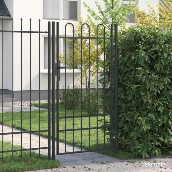 Porte de Clture Gris 100 x 175 cm Acier revtu de poudre
