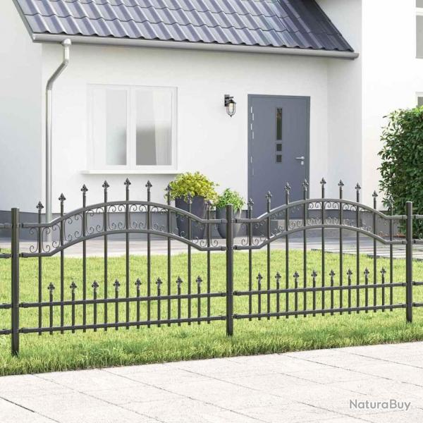 Clture de jardin Gris 115 cm Acier peint par poudre