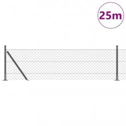 Jeu de Poteaux de Clôture Argent 25 x 0.4 m Acier galvanisé