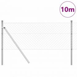 Jeu de Poteaux de Clôture Argent 0.8 x 10 m Acier galvanisé