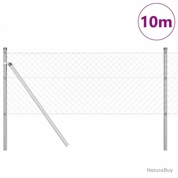 Jeu de Poteaux de Clture Argent 0.8 x 10 m Acier galvanis