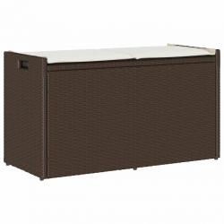 Banc de rangement extérieur coussin marron 100cm résine tressée