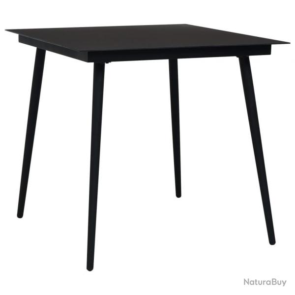 Table  dner de jardin Noir 80x80x74 cm Acier et verre
