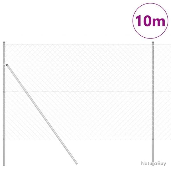 Jeu de Poteaux de Clture Argent 1.6 x 10 m Acier galvanis