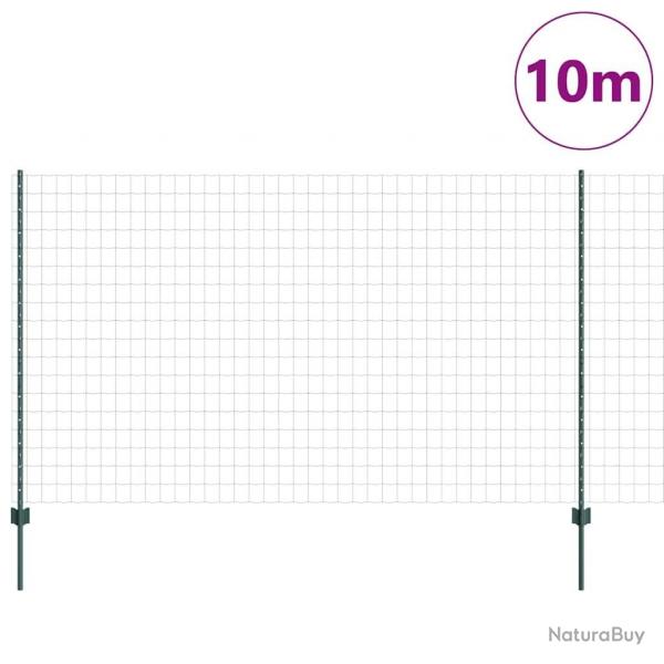 Clture Euro avec 5 poteaux U Vert 1,4x10 m Acier