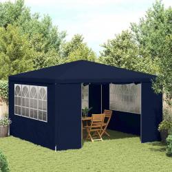 Tente de réception avec parois latérales 4x4 m Bleu 90 g/m²