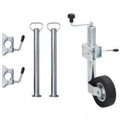 Cric à roue pour remorque 60 mm 2 tubes de soutien 3 pinces
