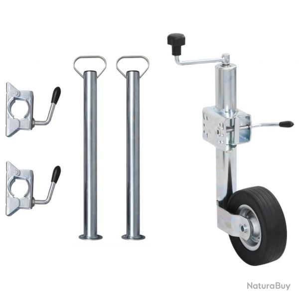Cric  roue pour remorque 60 mm 2 tubes de soutien 3 pinces
