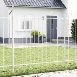 Clôture de jardin , blanche avec sommet en arc, 3,4x1,5 m en acier