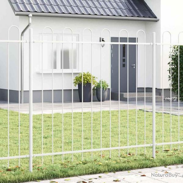 Clture de jardin , blanche avec sommet en arc, 3,4x1,5 m en acier