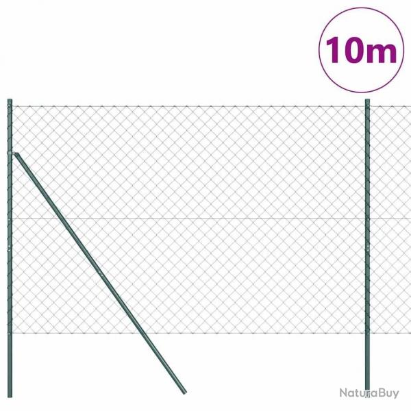 Jeu de Poteaux de Clture Vert 1.6 x 10 m Acier galvanis
