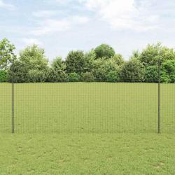 Clôture Euro avec 10 poteaux gris 1,5x10 m en acier