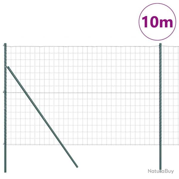 Clture Euro avec 7 poteaux de 1,5 x 10 m en acier galvanis vert
