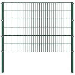 Panneau de clôture avec poteaux Fer 1,7 x 1,2 m Vert