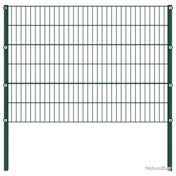 Panneau de clture avec poteaux Fer 1,7 x 1,2 m Vert