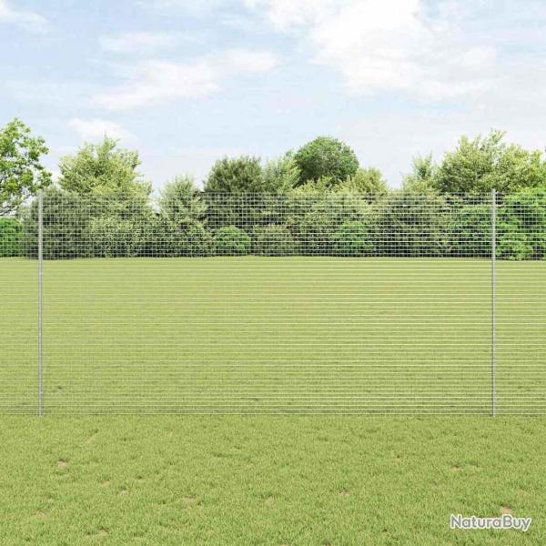 Clture en fil soud avec 10 poteaux U Argent 1.6x10 m Acier
