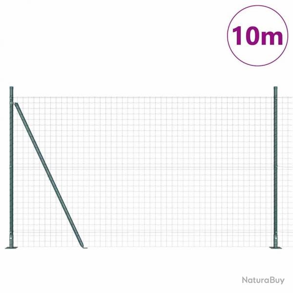 Clture Euro avec 7 poteaux, 1,4 x 10 m, en acier galvanis