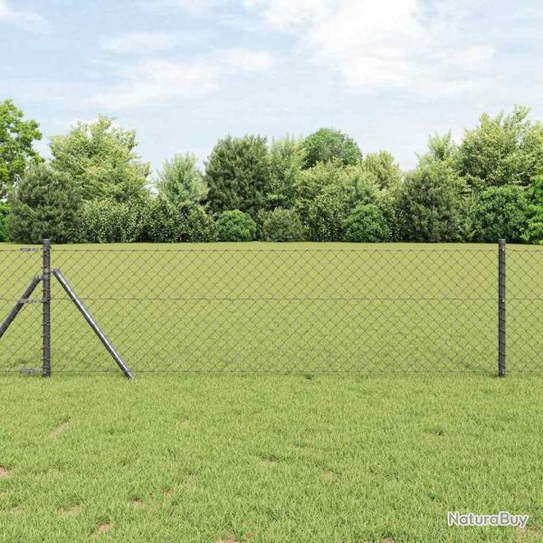 Jeu de Poteaux de Clture Gris 0.6 x 25 m Acier galvanis