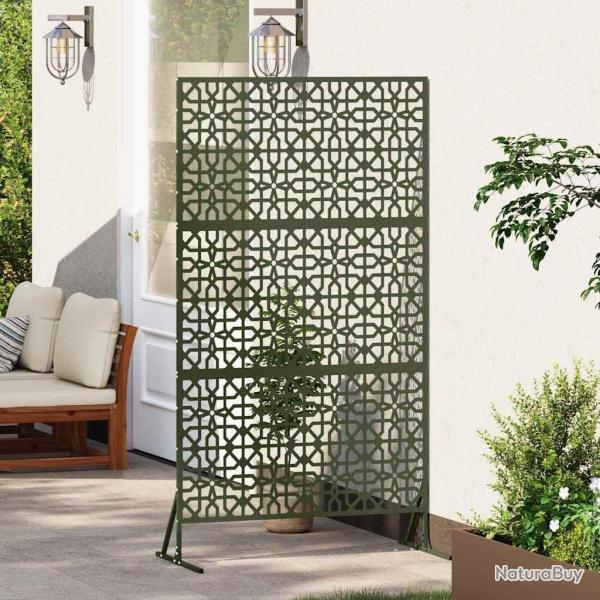cran de confidentialit vert olive 100x50x180 cm en acier.
