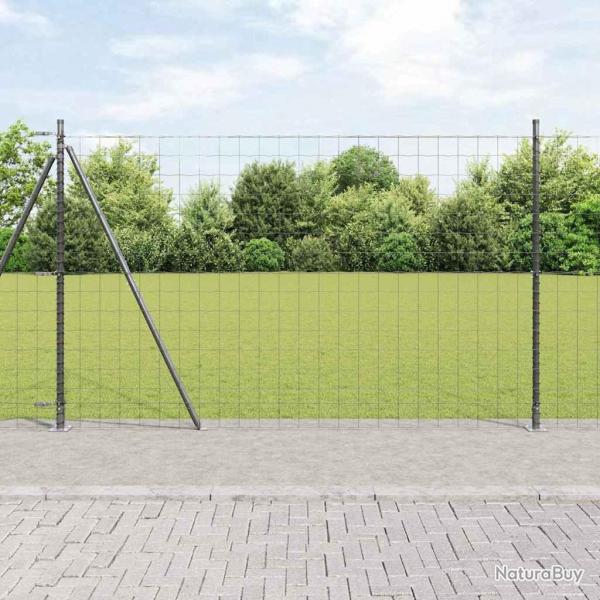 Clture Euro avec 7 poteaux  brides 1,5 x 10 m en acier galvanis