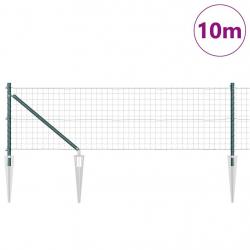 Clôture Euro avec 7 poteaux pointus 0,8 x 10 m en acier galva vert