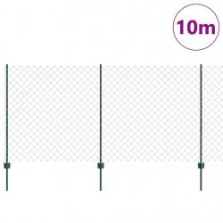 Clôture en maillons de chaîne avec 10 poteaux U verte 1.2x10 m en acier
