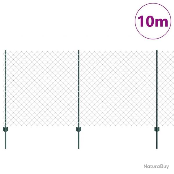 Clture en maillons de chane avec 10 poteaux U verte 1.2x10 m en acier