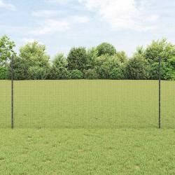 Clôture en fil soudé avec 22 poteaux U gris 1.2x25 m en acier