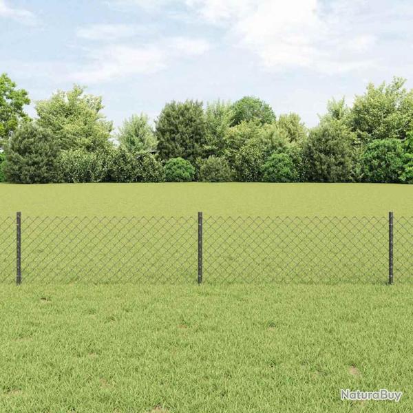 Clture en treillis avec 22 poteaux en U Gris 0.4x25 m Acier