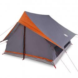Tente Familiale A-Frame 7 personnes, grise et orange, imperméable.