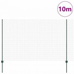 Clôture Euro avec 5 Piquets en U Verte 1,5x10 m Acier