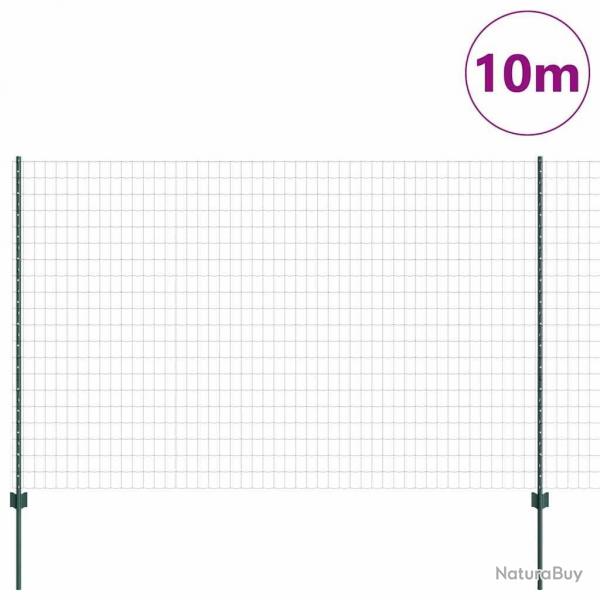 Clture Euro avec 5 Piquets en U Verte 1,5x10 m Acier