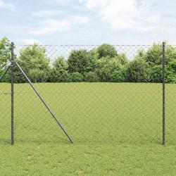 Jeu de Poteaux de Clôture Gris 1.5 x 10 m Acier galvanisé