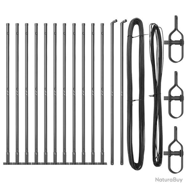 Ensemble de Poteaux de Clture 13 pcs Gris 32mm 160 cm