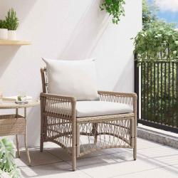 Chaise de jardin avec coussins Beige 60x70x78 cm en poly rotin