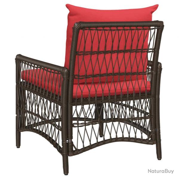 Chaise de jardin avec coussins marron 60x70x78 cm Rotin synthtique