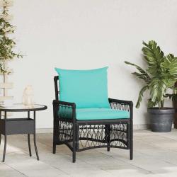 Chaise de jardin avec coussins noire 60x70x78 cm en polyrotin