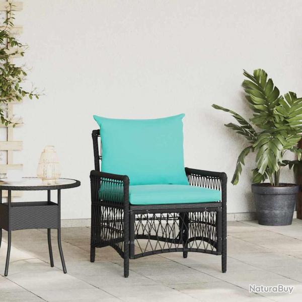 Chaise de jardin avec coussins noire 60x70x78 cm en polyrotin