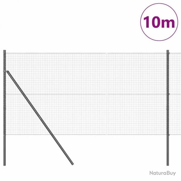 Clture en Fil Soud Avec 7 Poteaux Gris 1.4x10 m Acier