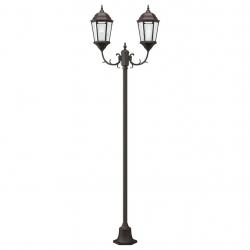 Poteau de lumière de jardin 2 lampes E27 bronze 220 cm en aluminium
