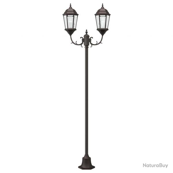 Poteau de lumire de jardin 2 lampes E27 bronze 220 cm en aluminium