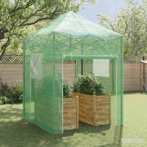 Serre avec toit Vert 200 x 200 x 300 cm Acier