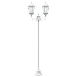 Lampadaire de jardin 2 lampes E27 blanc 220 cm en aluminium