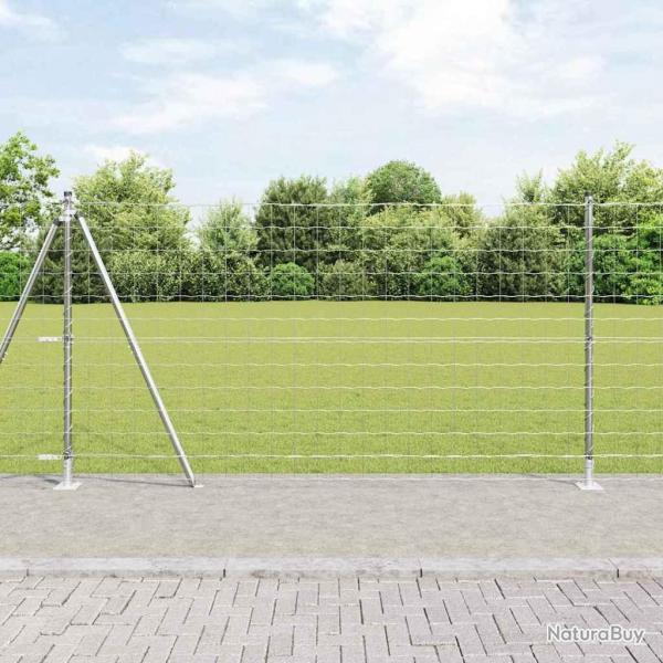 Clture Euro avec 7 poteaux  bride 1,2 x 10 m en acier galvanis