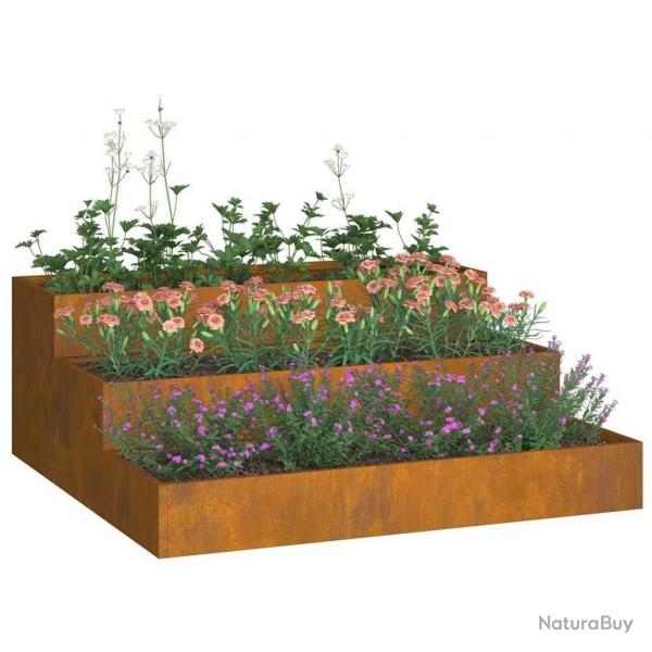 jardinire 3 niveaux 90x90x35 cm en Acier Corten