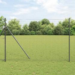 Clôture Euro avec 7 poteaux de 1,5 x 10 m en acier galvanisé gris
