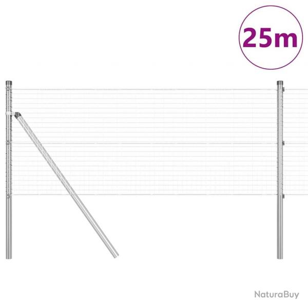Clture en fil soud avec 13 poteaux 0,8x25 m en acier galvanis