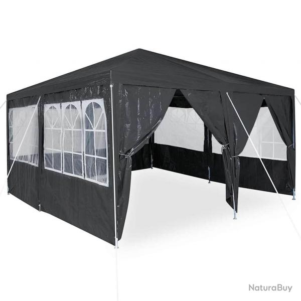Tente de fte avec 8 panneaux latraux gris fonc 4x4 m en PE