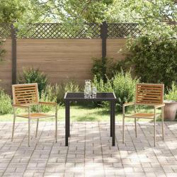 Chaises de jardin empilables - Set de 2 en poly rattan beige.